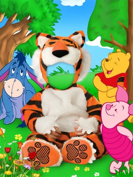 Plantilla para fotomontaje infantil de Tigger | Cute e Girly
