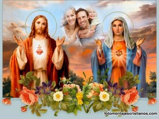 Fotomontajes del Sagrado Corazón de Jesús y la Virgen María ...