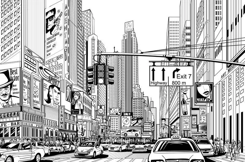 Fotomural Comic Ciudad