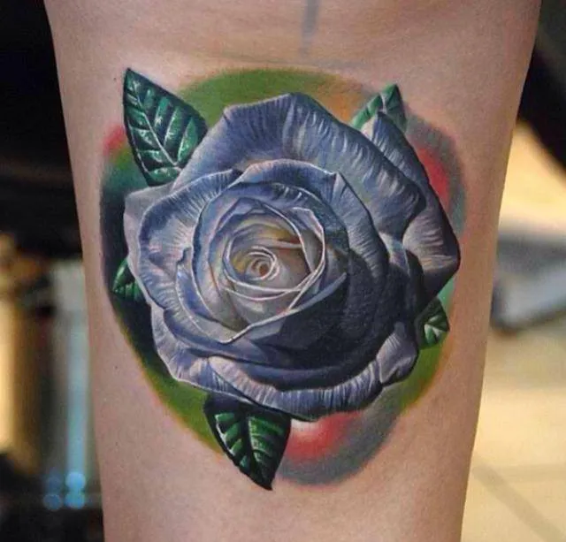 fotos-de-tatuajes-de-la-rosa-azul-rosa-efecto-3d - Modaellos.com