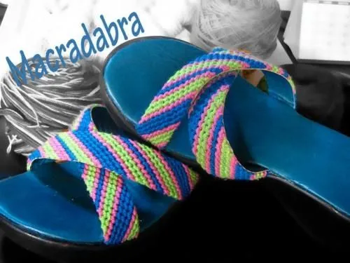 Chanclas tejidas con macrame - Imagui
