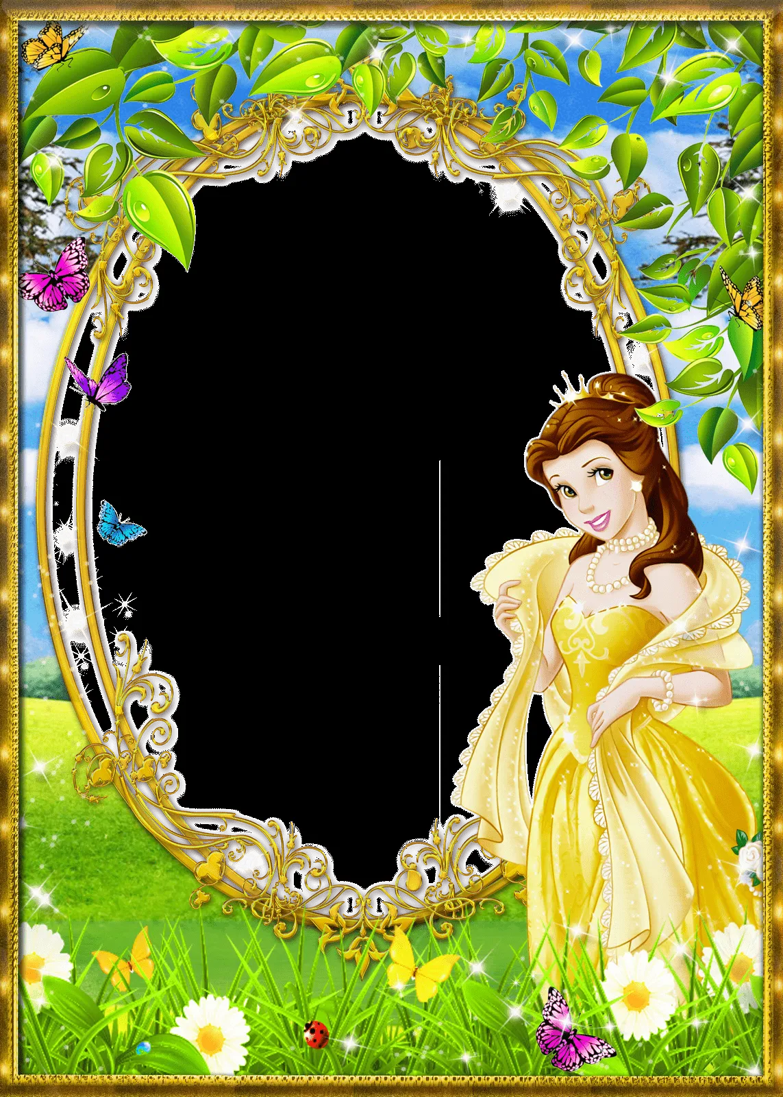 Frames PNG princesas disney e flores-Central Photoshop