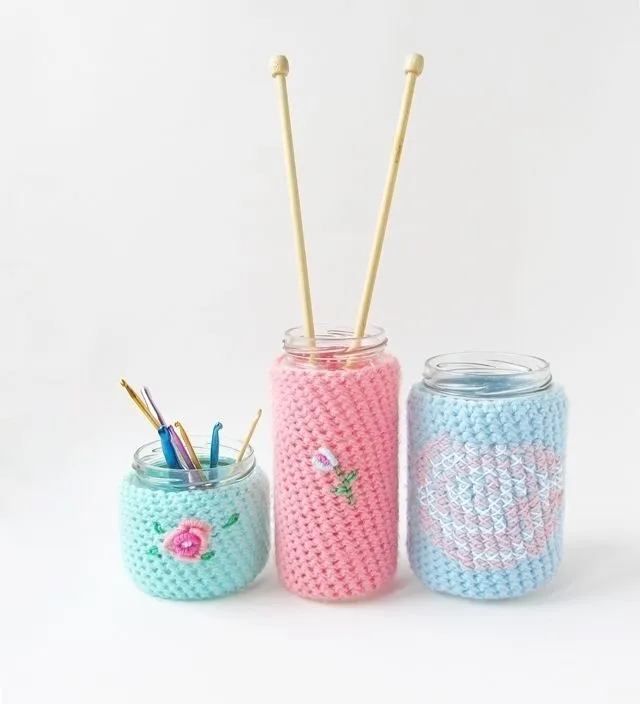 frascos forrados | crochet | Pinterest