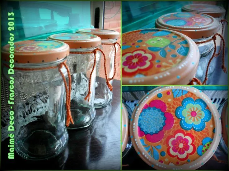 Ex Frascos de Mermelada Decorados! Intervenidos con Pintura ... Ex Frascos de Mermelada Decorados! Intervenidos con Pintura ...