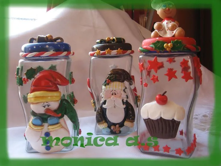 FRASCOS O POTES NAVIDEÑOS | Frascos decorados en porcelana | Pinterest