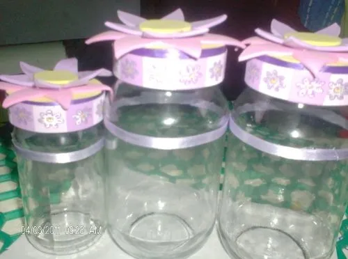 Frascos de compotas decorados con foami - Imagui