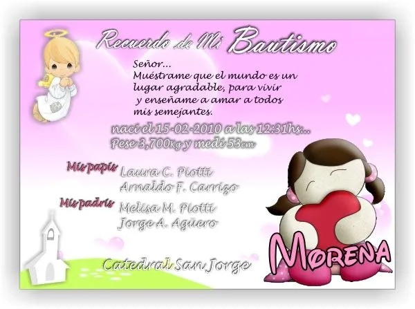 Frases para tarjetas de bautismo - Imagui