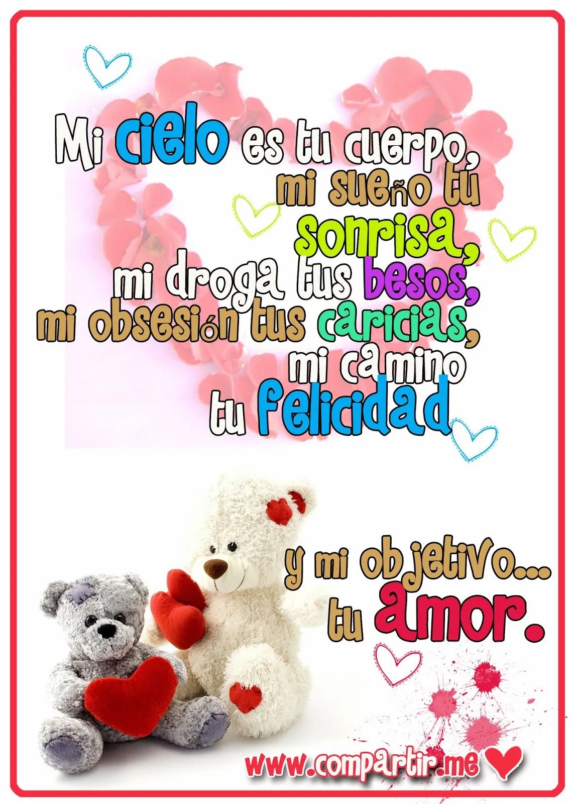 Frases de amor: Tarjeta con imagen de ositos tiernos y hermosa ... Frases de amor: Tarjeta con imagen de ositos tiernos y hermosa ...