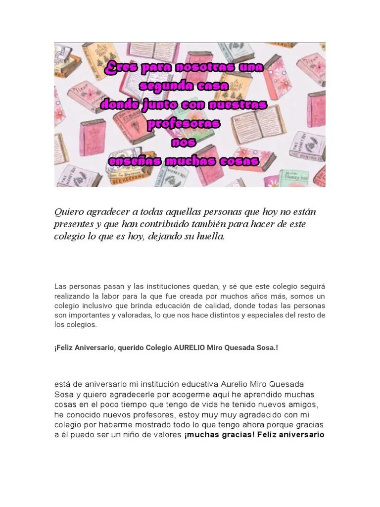 Frases Por Aniversario Del Colegio | PDF