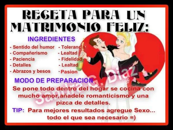 Receta para un matrimonio feliz - ∞ Solo Imagenes, Frases, Fotos ...