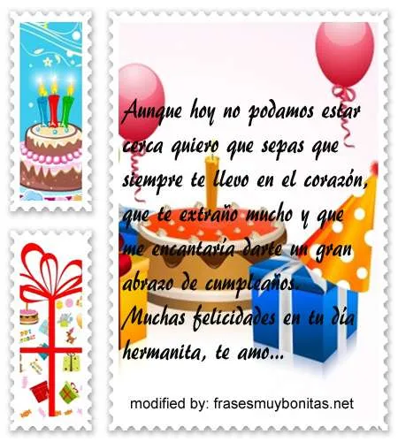 Frases bonitas de cumpleaños para mi hermana con imágenes | Solo ...