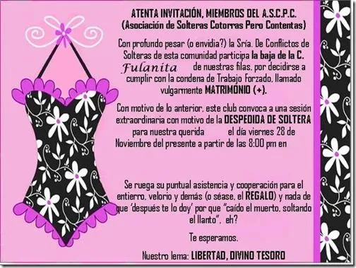 Invitaciónes de despedida de soltera graciosas - Imagui Invitaciónes de despedida de soltera graciosas - Imagui