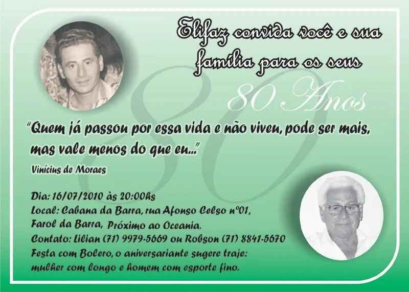 Frases para convites de aniversario de 80 anos - Imagui Frases para convites de aniversario de 80 anos - Imagui