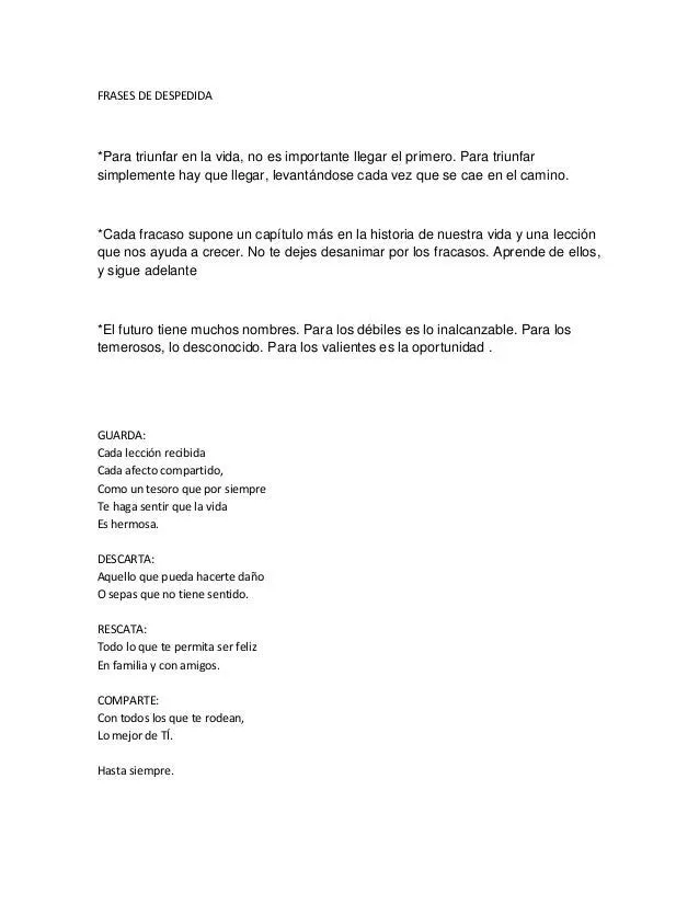 Frases despedida sexto grado
