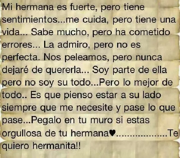 frases para hermanas. on Pinterest | Te Quiero, Te Amo and Sons