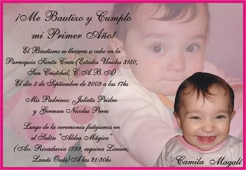 INVITACIONES DE BAUTIZO Y PRIMER AÑITO - Imagui