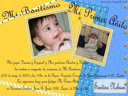 Tarjeta invitación primer añito - Imagui