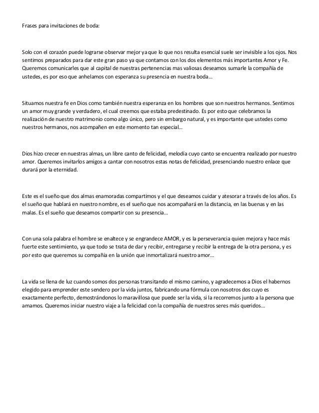 Frases para invitaciones de boda