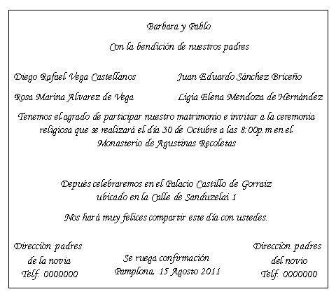 Matrimonio...e un tocco di classe: Como Escribir las Invitaciones ...