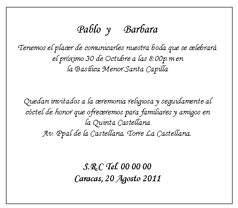 Matrimonio...e un tocco di classe: Como Escribir las Invitaciones ...