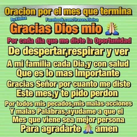 FrasesparatuMuro.com: Oracion por el mes que termina FrasesparatuMuro.com: Oracion por el mes que termina