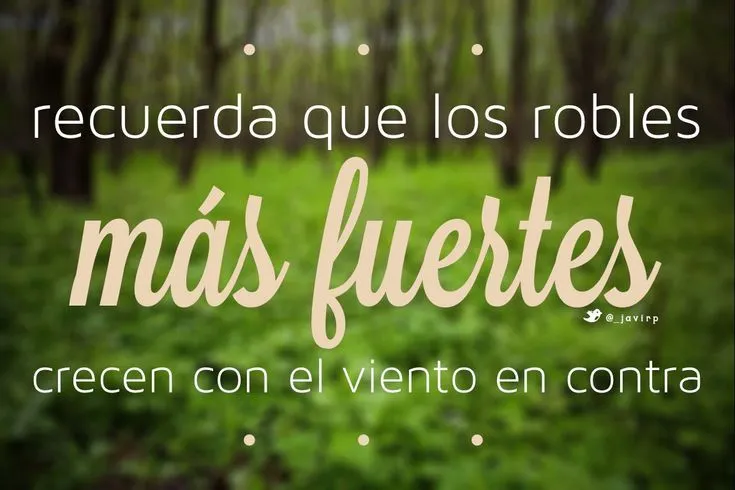Recuerda que los robles mas fuertes crecen con el viento en contra ... Recuerda que los robles mas fuertes crecen con el viento en contra ...