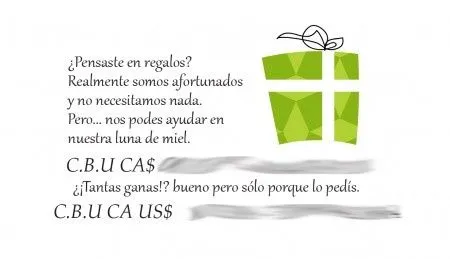 Frases para pedir $$$ en las invitaciones