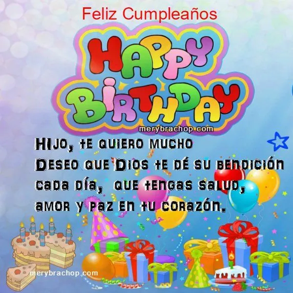 Frases con Tarjeta de Feliz Cumpleaños para mi Hijo | Entre Poemas ...