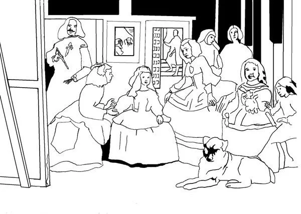 Free coloring pages of las meninas