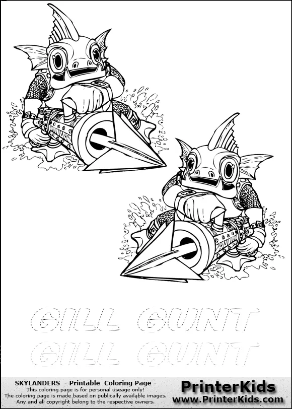 Free coloring pages of skylanders gill grunt