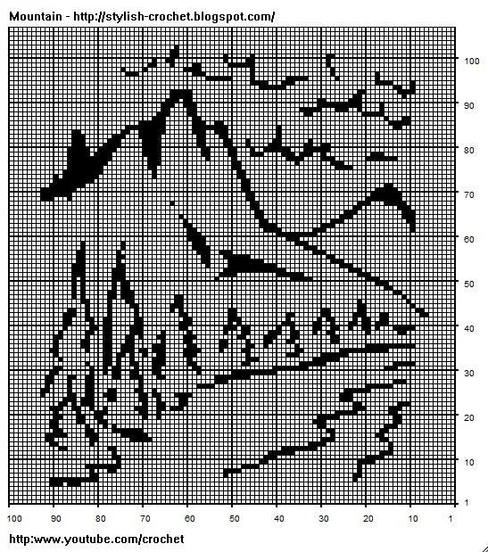 Free Filet Crochet Charts and Patterns: Filet Crochet Mountain ... Free Filet Crochet Charts and Patterns: Filet Crochet Mountain ...