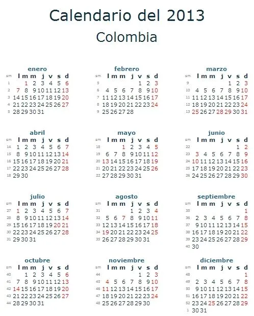 Free Online Gratis: Calendario 2013 Colombia Free Online Gratis: Calendario 2013 Colombia