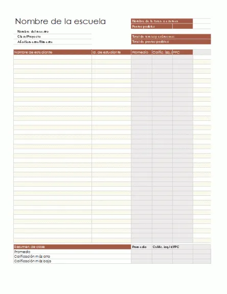 Free Online Gratis: Descargar Libreta de calificaciones por puntos ...
