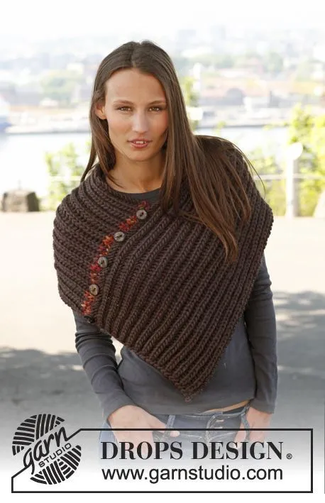 Free pattern: Knitted DROPS poncho in English rib in "Eskimo ...