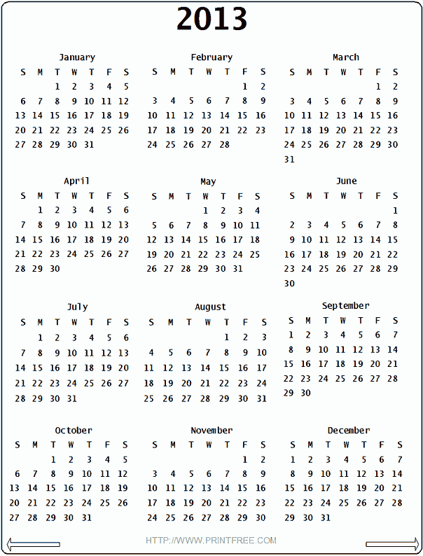 Free Printable Calendar 2013 Full Year- Calendario 2013 Todo Año ... Free Printable Calendar 2013 Full Year- Calendario 2013 Todo Año ...