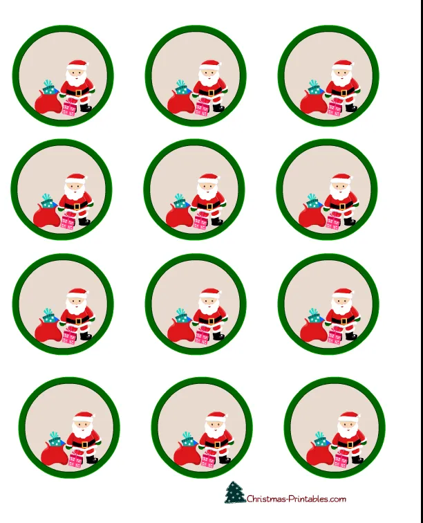 Free Printable Christmas Cupcake Toppers / Round Labels Free Printable Christmas Cupcake Toppers / Round Labels