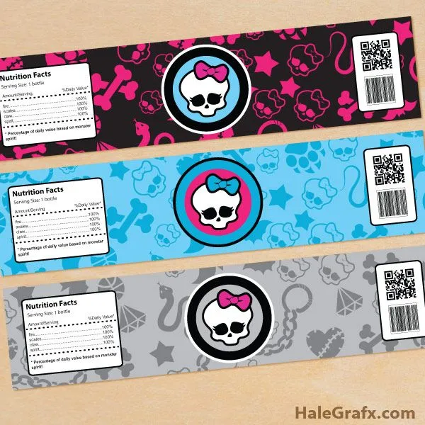 FREE Printable Monster High Water Bottle Labels FREE Printable Monster High Water Bottle Labels