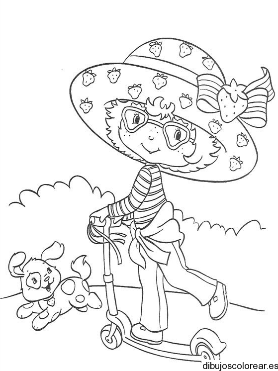 Dibujo de Fresita en monopatín | Dibujos para Colorear Dibujo de Fresita en monopatín | Dibujos para Colorear