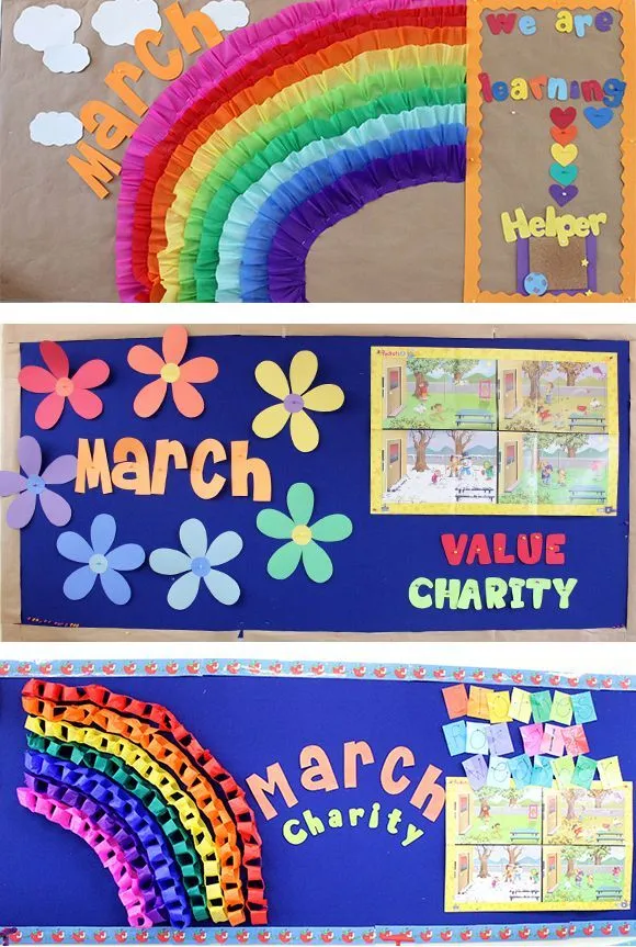 Frisos mes de Marzo - Primavera | Murales escolares, Decoraciones escolares,  Periodico mural marzo