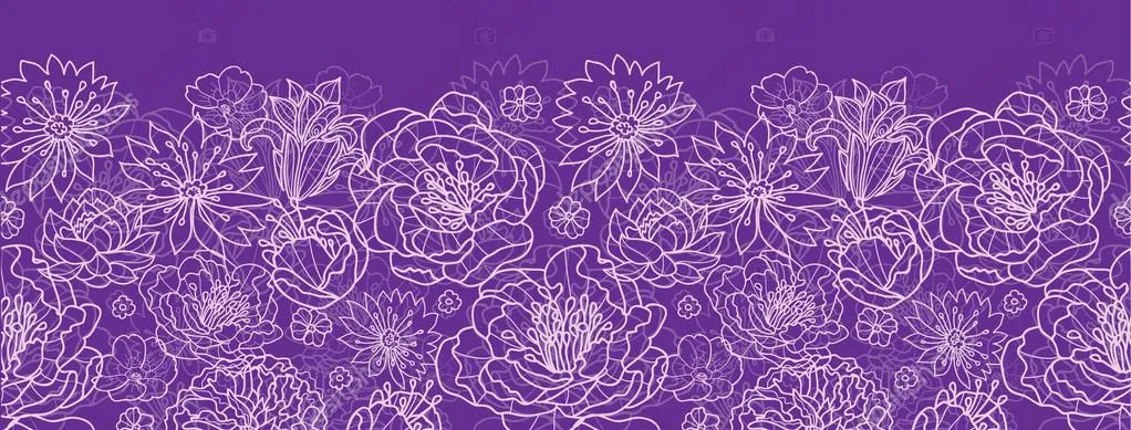 frontera de encaje morado flores patrón horizontal fondo — Vector ... frontera de encaje morado flores patrón horizontal fondo — Vector ...