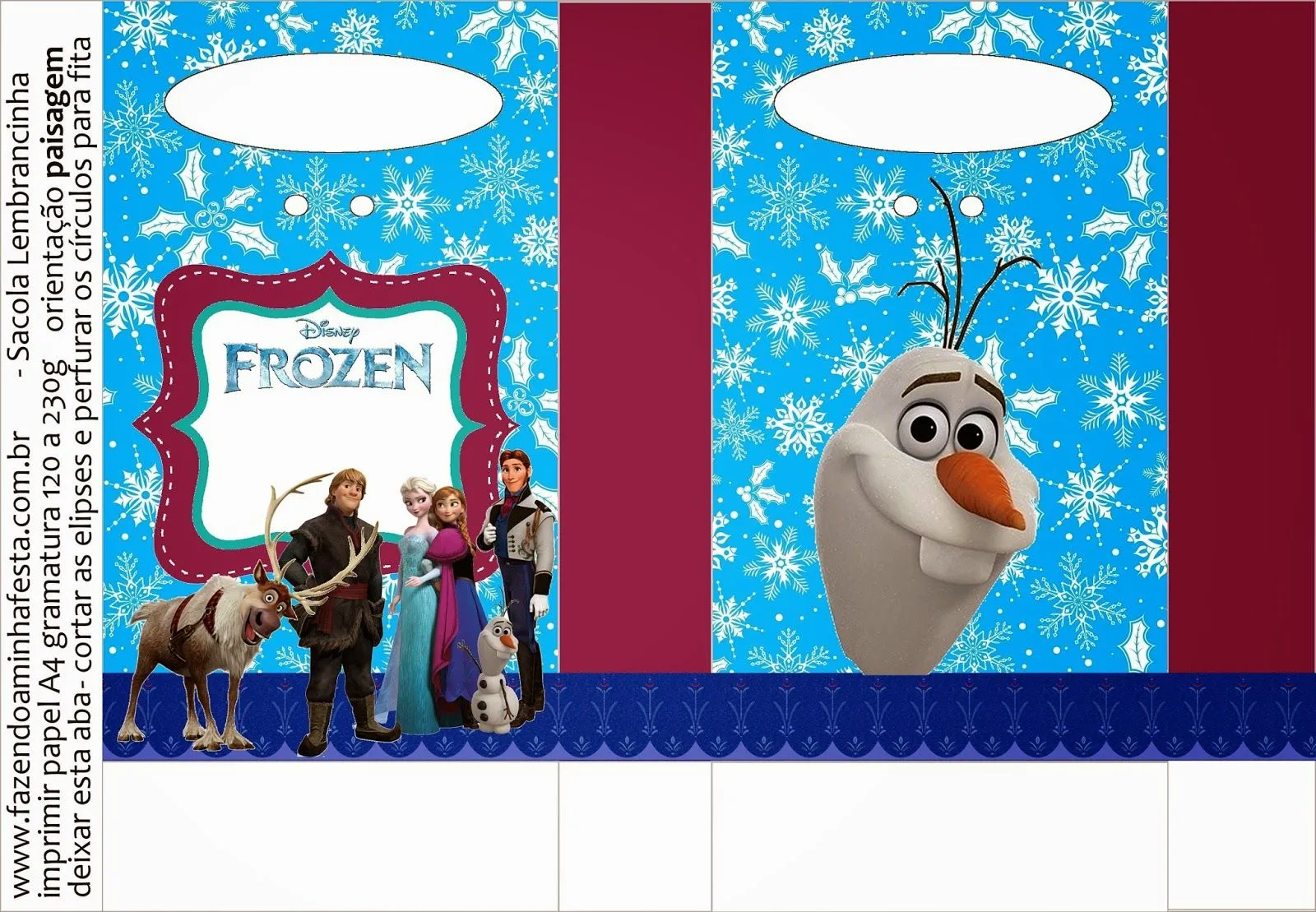 Frozen: Bolsas de Papel para Imprimir Gratis. - Ideas y material gratis para  fiestas y celebraciones Oh My Fiesta!
