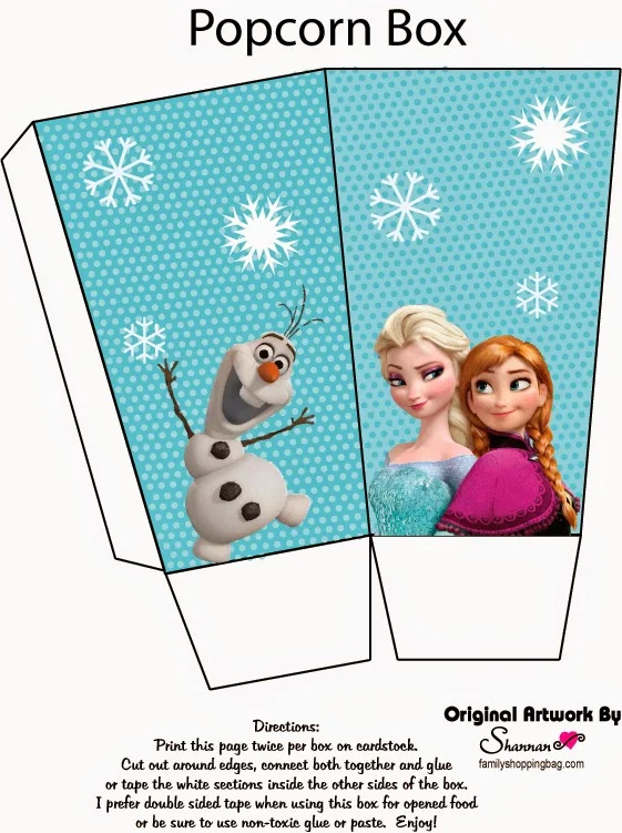 Frozen: Caja de Palomitas para Imprimir Gratis. - Ideas y material gratis  para fiestas y celebraciones Oh My Fiesta!