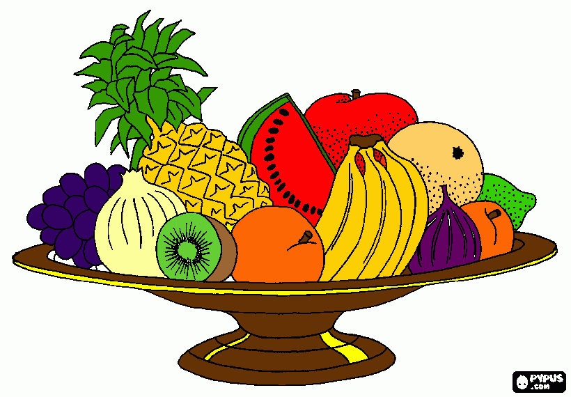 Imagenes de una cesta de frutas a color para dibujar - Imagui
