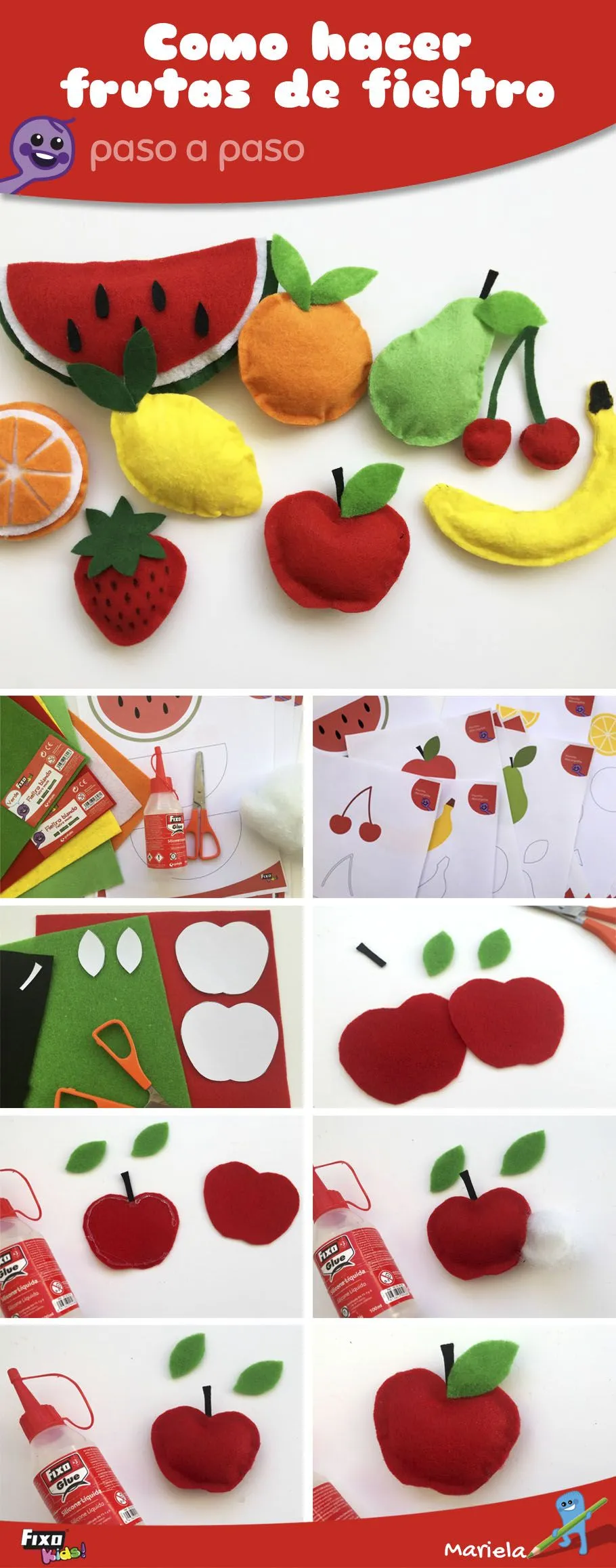 Cómo Hacer Frutas con Fieltro de manera FÁCIL | Manualidades FixoKids