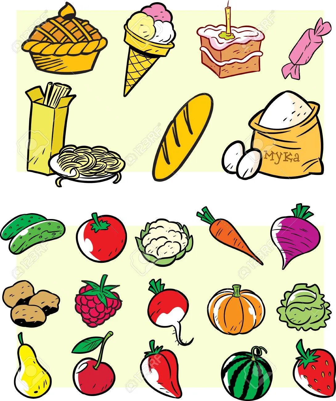 Frutas Y Verduras Dibujos Imágenes De Archivo, Vectores, Frutas Y ...