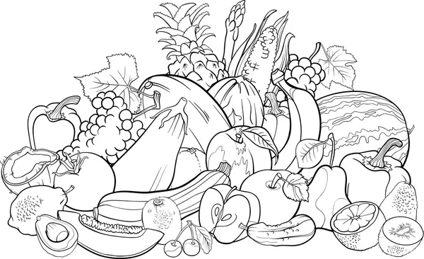 Frutas e verduras para colorir livro — Vetor de Stock © izakowski ... Frutas e verduras para colorir livro — Vetor de Stock © izakowski ...