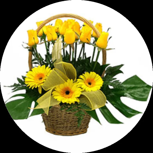 Canasta Con Flores Amarillas