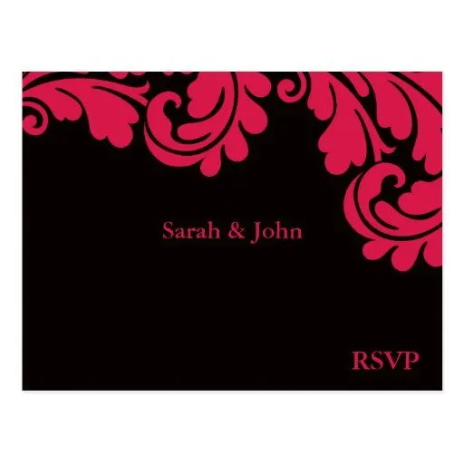 Fucsia del damasco y RSVP negro Tarjeta Postal de Zazzle. Fucsia del damasco y RSVP negro Tarjeta Postal de Zazzle.