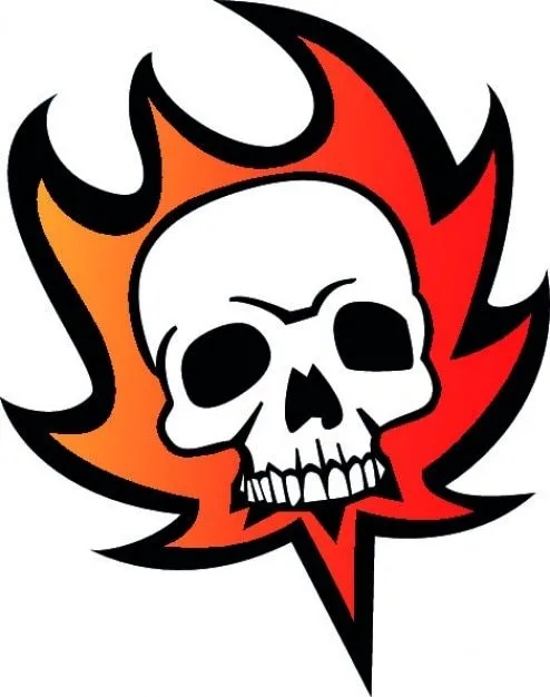 Del fuego del cráneo de dibujos animados icono vector | Descargar ...