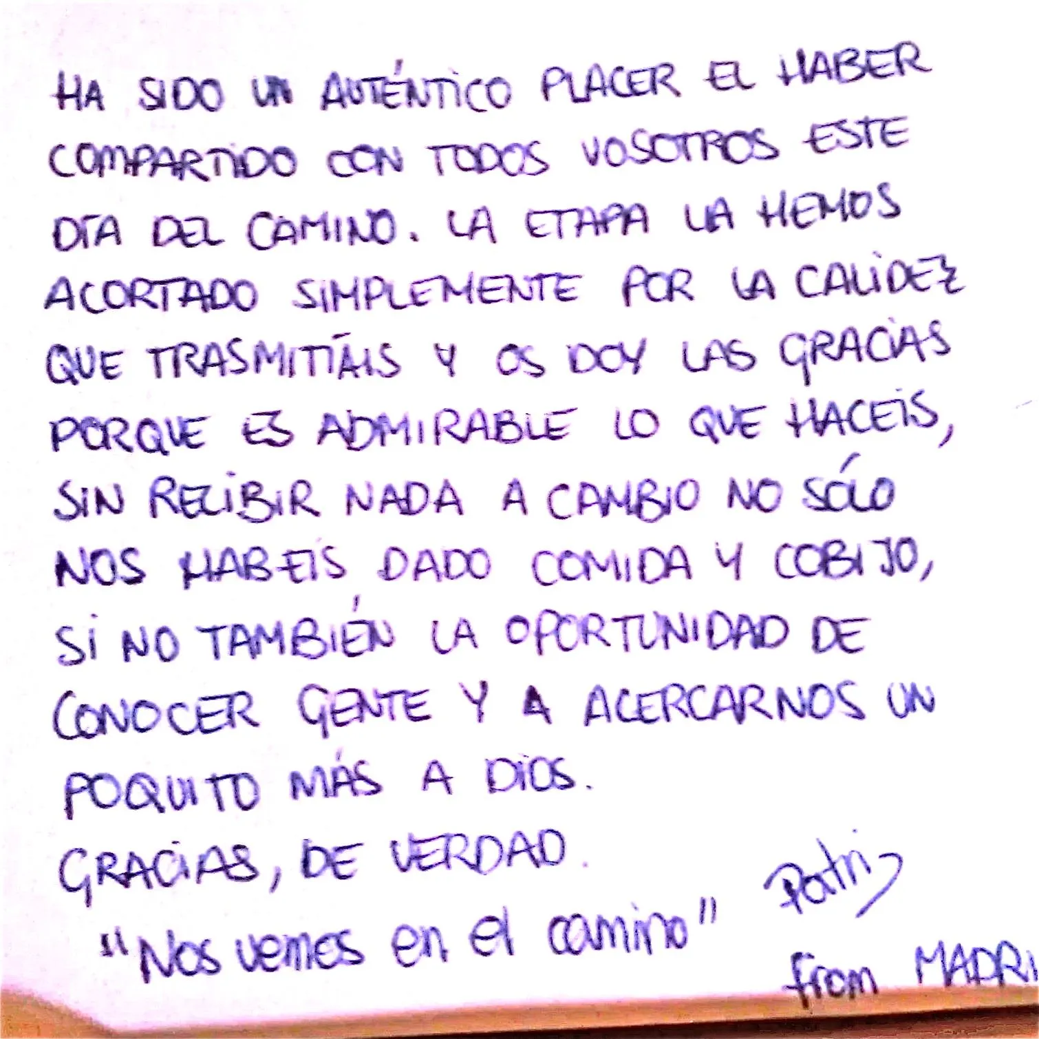 La Fuente del Peregrino: Agradecimientos que dan ánimo La Fuente del Peregrino: Agradecimientos que dan ánimo